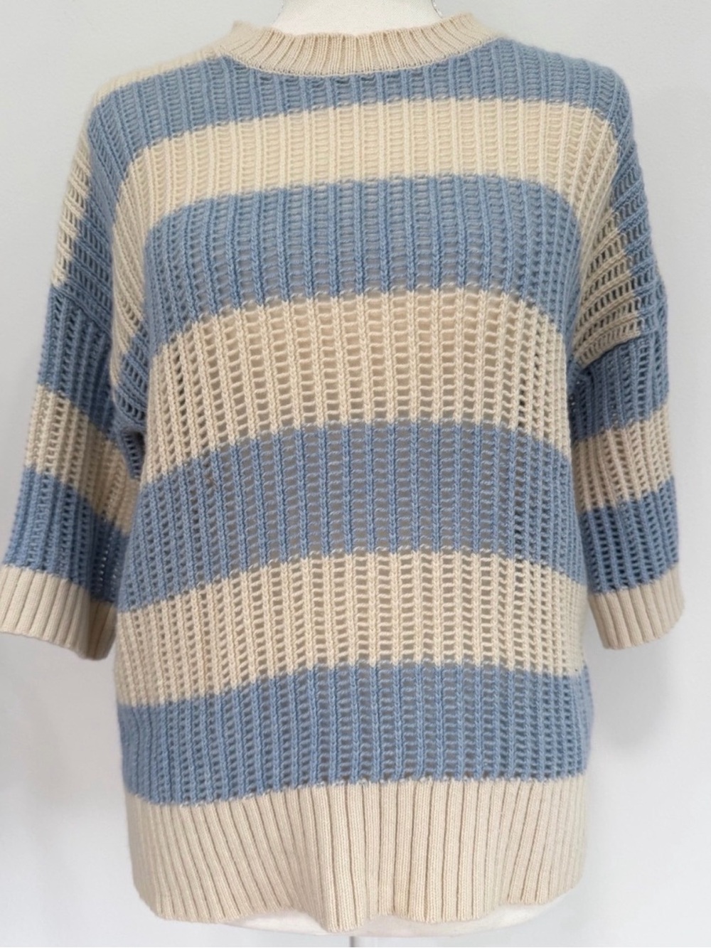 Club Monaco Cashmere Blend Stripe Sweater Quiet Luxury Cozy Knit Size XS